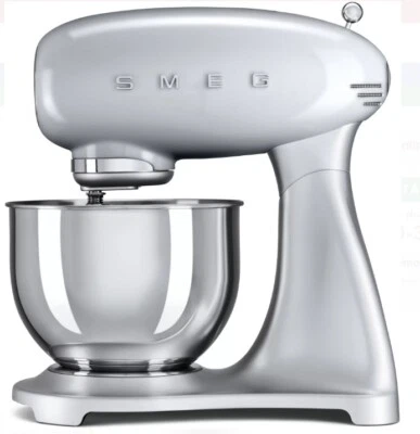 Smeg 50's Retro Style Aesthetic SMF01SVUS Silver Stand Mixer - Image 1 of 3