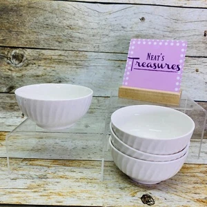 Gourmet Expressions REGENT WHITE Stoneware Oven Safe Fruit Sauce Bowls Set of 4 - Picture 1 of 12