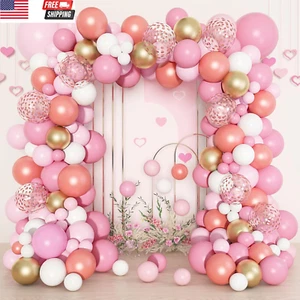 140Pcs Rose Gold Pink Balloons Garland Arch Kit, Light Pink Rose Gold Confetti B - Picture 1 of 7