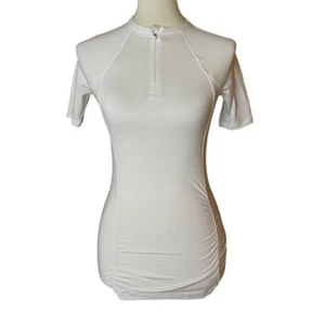 Athleta White 1/4 Zip Athletic Biking Top w Back Zip Pocket Women's Size XXS - Foto 1 di 12