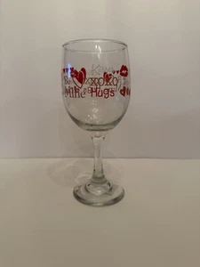 Red/Pink Heart, XOXO, Love, Kisses, Hugs, Long Stemmed Wine Glass/valentines Day - Picture 1 of 6