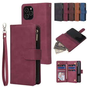 Para iPhone 16 15 14 13 12 Pro Max Magnético Cuero Cremallera Cartera Estuche Cubierta Abatible - Imagen 1 de 42