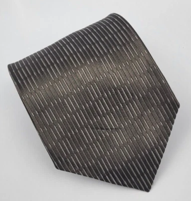 Corbata de seda Kenneth Cole marrón gris rayas geométrica para hombre 56,5 x 3,5/8 Foto 1 de 4