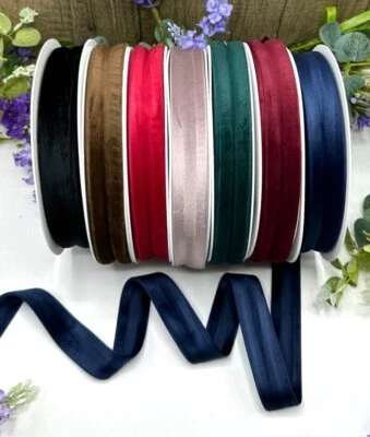 25mm velvet binding tape lightweight soft black red blue green brown sewing - Image 1 of 2