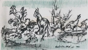 Adrian Hill (1895-1977). Transvaal, S. Africa c. '79. Charcoal. - Picture 1 of 2
