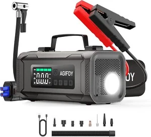 Portable 6-in-1 Car Jump Starter 2500A with Air Compressor, Tire Inflator, LED - Picture 1 of 7