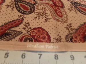 1 YD X 44" VINTAGE PAISLEY BURGUNDRY RED & BLACK by WINDHAM FABRICS #5244 - Picture 1 of 4