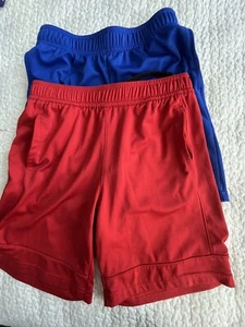 Lot 2 All In Motion Logo Shorts Boys Medium 1-Red 1-Royal Polyester🏀Basketball - Picture 1 of 15