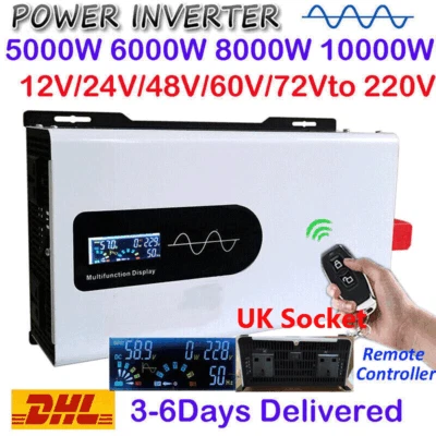 8000W 10000W 12000W Power Pure Sine Wave Solar Inverter 12V 24V 48V 60V to 240V - Image 1 of 4
