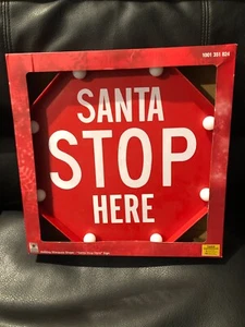indoor Christmas Decorations Santa Stop Here Sign holiday marquee new - Picture 1 of 2