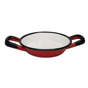 Vintage Poland Enamel Mini Handled Pan Red Black Farmhouse 3.5" Bottom Diameter - Picture 1 of 9