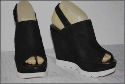 MINELLI   Escarpins Compensés Velours Noir Doublés Cuir T 37 TBE - Photo 1/4