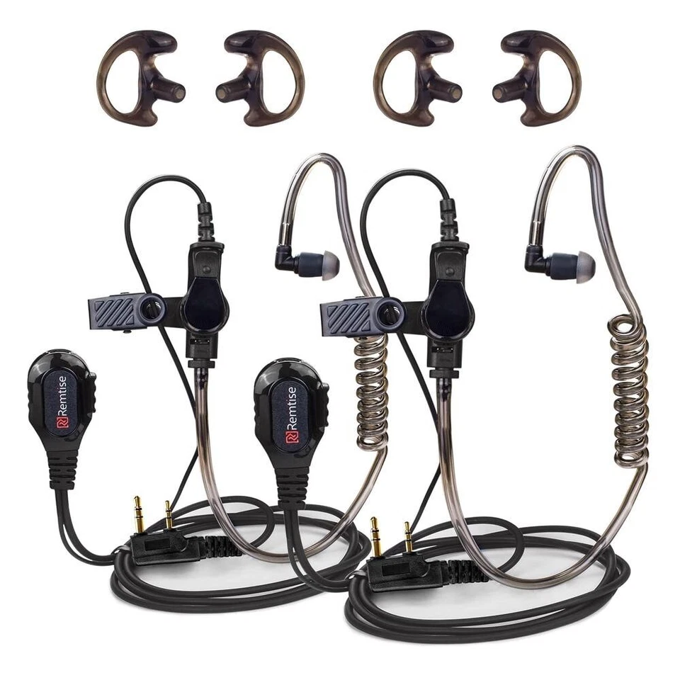 2 x Acoustic Tube Earpiece w/ Mic - Motorola BPR40/CP/CLS/DTR/PR/RDU/RMU - Black - Image 1 of 4