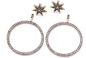 North star crystal ear jacket hoop earrings - Picture 1 of 2