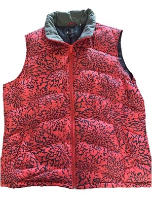 Lands End, Chaleco acolchado para mujer rojo azul floral mezcla plumón, talla L. Foto 1 de 3