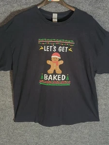 Camisa de Navidad Let's Get Baked Pan de Jengibre Hombre Manga Larga Negra Adulto Talla 2XL - Imagen 1 de 12