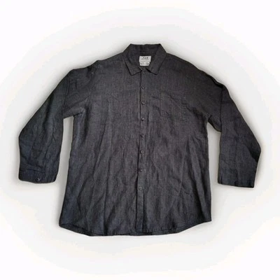 Flax Shirt Men’s Medium by Jeanne Engelhart Button Linen Oversized Baggy Fit - Image 1 of 4