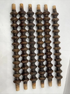 6 Vintage Antique Turned Wood Spindles Salvage Jenny Lind Bed - Image 1 of 4