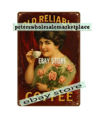 Old Reliable Coffee rustic kitchen plaque tin sign - Image 1 of 4