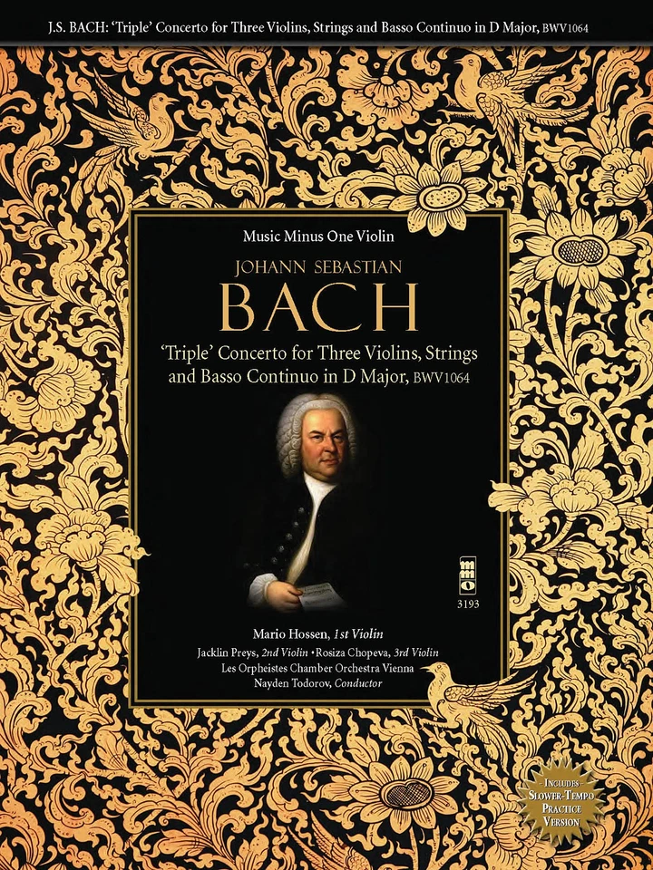 Bach Triple Concerto for Three Violins C Major Sheet Music Minus One Book CD - Image 1 of 1