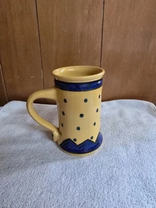 Blau und gelb handgefertigte Kunstkeramik Tasse Künstler signiert - Bild 1 von 11