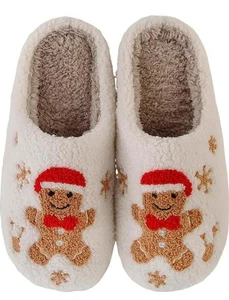 Carino pan di zenzero uomo morbido peluche accogliente slip-on memory foam pantofole suola gomma  - Foto 1 di 2