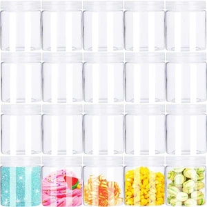20 Pack 4oz/120ml Round Plastic Jars with Lids Empty Clear Slime ContainersW - Picture 1 of 7