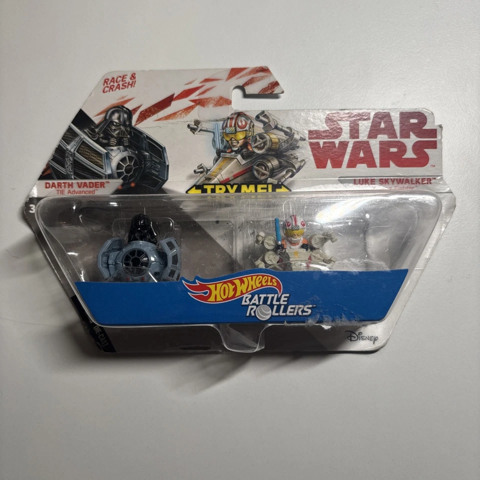 Hot Wheels Star Wars Battle Rollers Luke Skywalker X-Wing Darth Vader Tie Advanc - Image 1 of 1