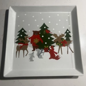 Crate & Barrel Holiday Critters 12" Platter Joan Anderson 2018 Christmas - Picture 1 of 8
