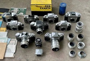 Vintage Exakta Lot 9 Film Cameras Lenses EXA Varex Zeiss KING Tessar Biotar READ - Picture 1 of 21
