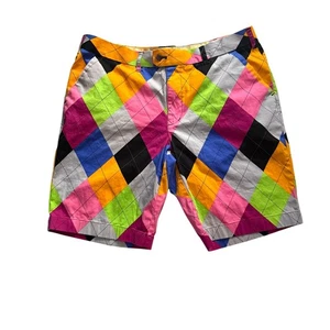Pantalones Cortos Loudmouth Para Hombre Talla 28 Multicolor Mezcla de Algodón Elastizados Patrón Argyle - Imagen 1 de 5