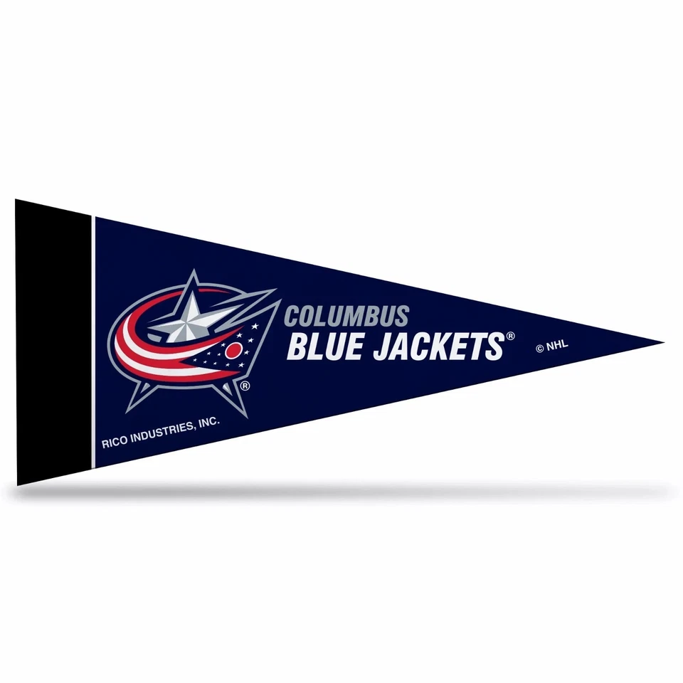 哥伦布蓝色夹克迷你 Pennant 4 英寸 x 9 英寸墙旗 NHL 曲棍球宿舍 — 第 1/1 张图片