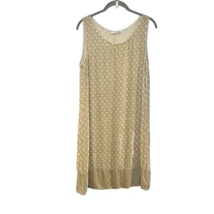 Locker geschnittenes Tunika Kleid Samt Ausbrenner gepunktet beige creme Lagenlook künstlerisch S - Bild 1 von 6