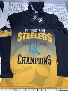 Klew Pittsburgh Steelers Super Bowl IX Hooded Long Sleeve Shirt - Small - New - Picture 1 of 7