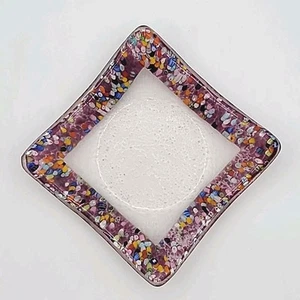 Vintage Murano Lila Tutti Frutti Splatter Millefiori Süßigkeiten Schmuck Schale Schüssel - Bild 1 von 10