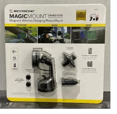 Scosche MagicMount Charge Elite 3-in-1 Window/Dash/Vent Wireless Charging Mount