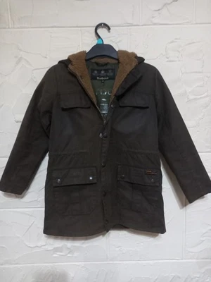 Barbour beacons brand child wax jacket in green vgc age m 8/9 - Image 1 of 4