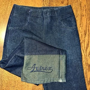 Vtg Y2K Avirex Jeans Embroidered Wide Leg Fall Front Fly KIDS 7 No Stretch Rigid - Picture 1 of 20