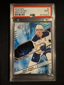 2018 SPx #2 Jack Eichel Spectrum Holo #1/9 Bookend Sabres Golden Knights PSA 9 - Picture 1 of 2