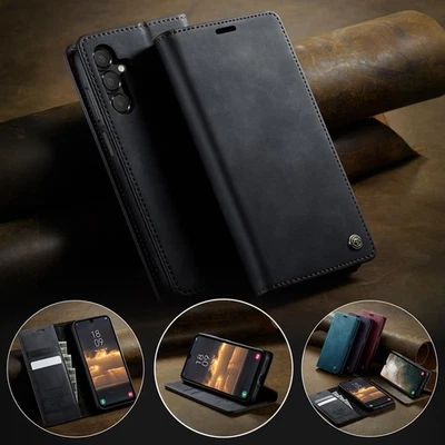 For Samsung A15/A25/A35/A55 Genuine Leather Wallet Case Card Magnetic Flip Cover - Image 1 of 4