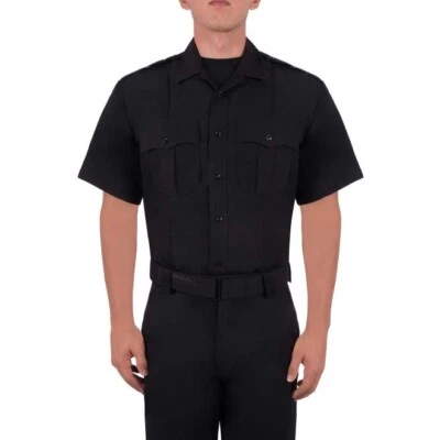 Blauer 8610-Z Black Short Sleeve Zippered Polyester Shirt — 第 1/4 张图片