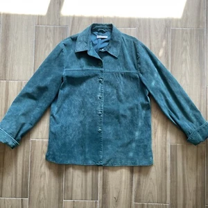 VTG PENDLETON Y2K Button Front 100% Leather Suede Jacket Teal Women's Coat - Picture 1 of 9