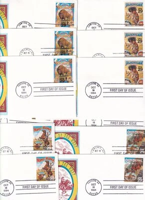 1994 Legends of the West Sc 2869 all 3 cities cancels on 12 covers T-W cachets - Image 1 of 4