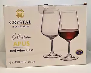 Crystal Bohemia Collection Apus Glasses Red Wine Glass 6 X 15oz / 450ml - Picture 1 of 3