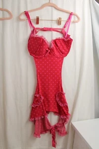Women's Sexy Little Things 36B Red Pink polka dot Underwired Backless mindress - Picture 1 of 3