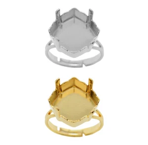 Messing- Einstellbar Ringbasis für 4460 Magical Square Kristalle 10mm 14mm - Picture 1 of 4