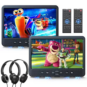 Portable 10.5" Dual Car Headrest DVD Player Digital Monitor Game HDMI USB AV IN - Picture 1 of 11