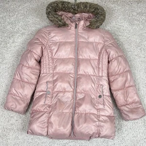 Michael Kors Puffer Jacket Girls Size L 10/12 Pink Full Zip Hooded Winter Coat - Picture 1 of 15