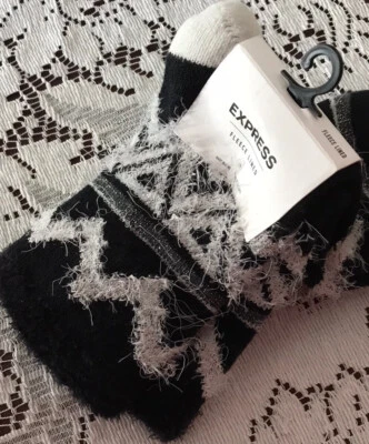 Женщин Express флис с подкладкой экипажа носки обуви Sz 6-10 - 1 пара черный/белый теплый новый - Изображение 1 из 4