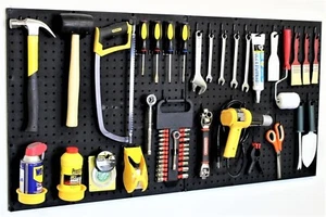 48 Wide Pegboard Kit with 2 Panels & 25 Locking Peg Board Hooks and Panel Set - - Picture 1 of 8